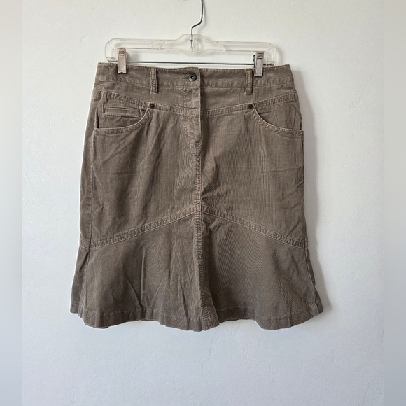 Ann Taylor LOFT Corduroy Skirt Trumpet Flared Midi Knee Length Brown Grunge 4 - Picture 1 of 7